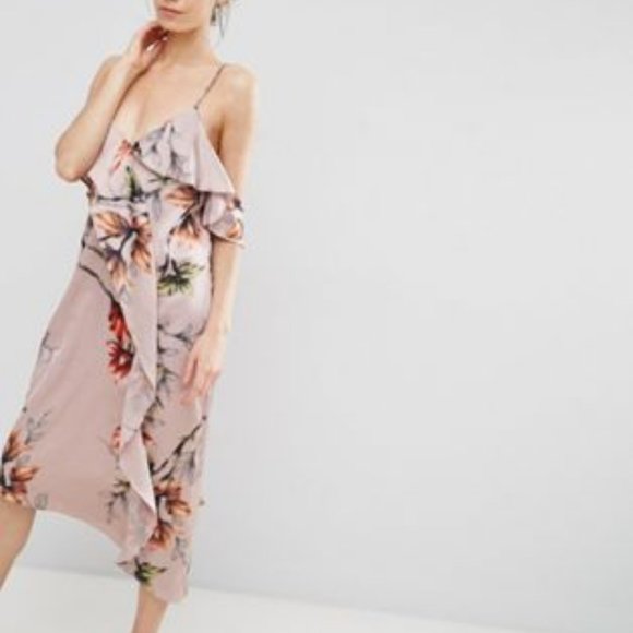 ASOS Cami Ruffle Front Floral Midi Dress - Picture 4 of 6